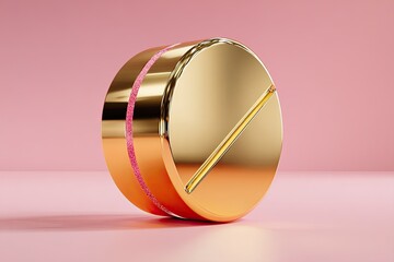Gold pill icon on pink background