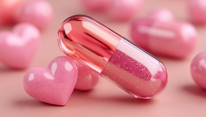 Pink heart-shaped pills