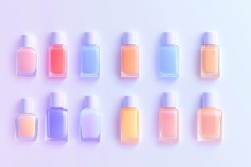 Surreal collection of vibrant nail polishes in flat lay design for artistic inspiration