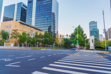 The skyline of modern urban architecture and highways in Beijing, the capital of China