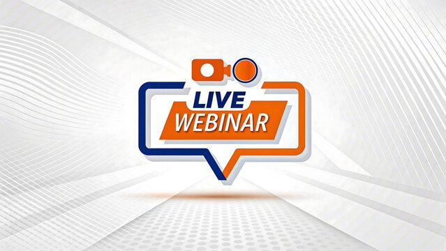 Modern live webinar banner design with video camera icon and speech bubble, digital conference and online seminar template
