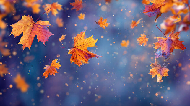 Hintergrund - Fallende Bl&auml;tter im Herbst mit Textfreiraum