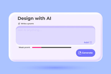 A clean and modern 3D Input card designed for AI interfaces, apps, and websites. Perfect for web design, mobile apps, dashboards, and digital products. Vector Illustration