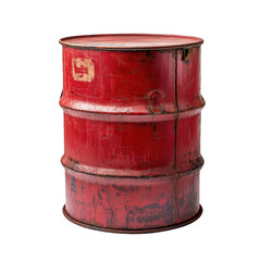 Rusty Red Barrel on a White Background for Industrial Use