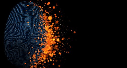 Fingerprint, digital, split, orange, exploding
