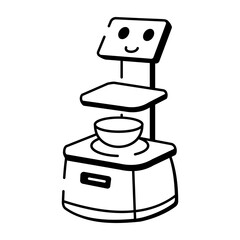 A doodle style icon showing a robot assistant
