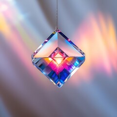 Glowing vibrant crystal gemstone suspended in air , digital art 