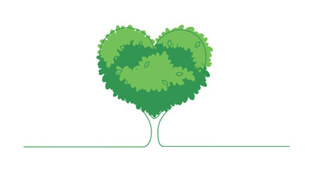 Stylized heart shaped tree with minimalistic design representing love for nature