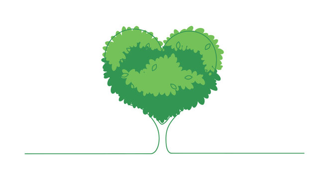 Stylized heart shaped tree with minimalistic design representing love for nature - Powered by Adobe