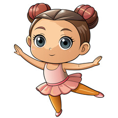 Dynamic Create Bold Stroke Kawaii Chibi Dancer Doing Balle Premium Digital Asset