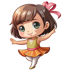 Vibrant Create Bold Stroke Kawaii Chibi Dancer Twirling High-Quality Stock Image