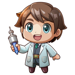 Featuring Create Bold Stroke Kawaii Chibi Doctor With Syring Beautiful Premium Digital Asset