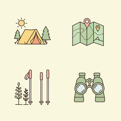 Fototapeta premium Camping essentials icons (2)