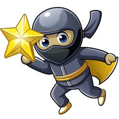 Dynamic Create Bold Stroke Kawaii Chibi Ninja Throwing Sta Professional Photo