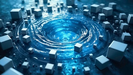 Technological blue circular structure image