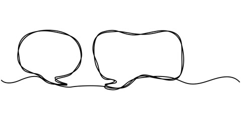 Continuous line drawing of speech bubble, Illustration of speech bobble drawn with outline. 