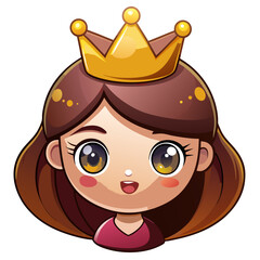 Dynamic Create Bold Stroke Kawaii Chibi Queen With Crown Premium Digital Asset