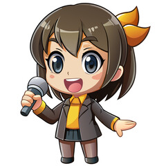 Featuring Create Bold Stroke Kawaii Chibi Singer With Microp Beautiful Creative Visual