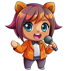 Elegant Create Bold Stroke Kawaii Chibi Singer With Microp Creative Visual