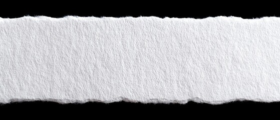 A horizontal strip of torn white paper against a black background