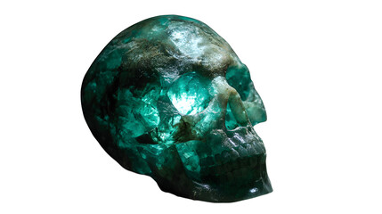 Emerald Crystal Skull, isolated on transparent background