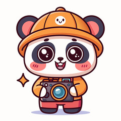 Create Bold Stroke Kawaii Photographer With Camera Professional Photo Ideal for Marketing