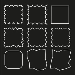 Torn paper frames. Abstract square borders. Vector hand drawn elements. Rough edgy design. EPS 10.