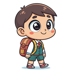 Create Bold Stroke Kawaii Schoolboy With Backpack Premium Digital Asset Perfect for Editorial Conten