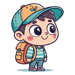Vibrant Create Bold Stroke Kawaii Schoolboy With Backpack Professional Photo