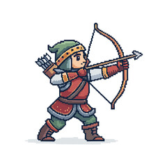 Featuring Create Bold Stroke Pixel Archer Character Dynamic High-Quality Stock Image