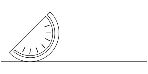 Continuous one line drawing Water Melon Fruit. Bright juicy summer fruit concept. Doodle vector illustration, Watermelon one continuous line design. Fruits symbol design concept. Decorative elements. 