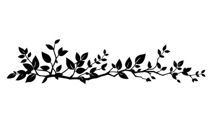 tree branch silhouette isolated with cartoon vector illustration on transparent background