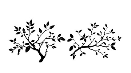 Naklejka premium tree branch silhouette isolated with cartoon vector illustration on transparent background