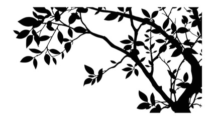 tree branch silhouette isolated with cartoon vector illustration on transparent background