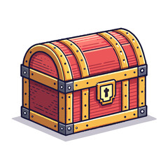 Featuring Create Bold Stroke Pixel Closed Treasure Chest Beautiful High-Quality Stock Image