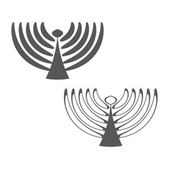 Menorah lamp icon. Jewish holiday symbol. Candelabrum emblem. Vector Hanukkah illustration. EPS 10.
