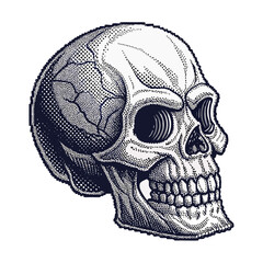 Elegant Create Bold Stroke Pixel Cursed Skull Bac Premium Digital Asset