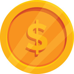 Golden coin representing dollar currency, symbolizing wealth, investment, and financial success