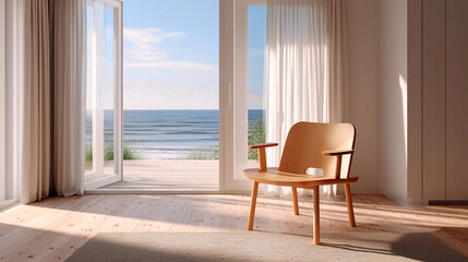 Obraz premium Coastal Calm: A Room with a View