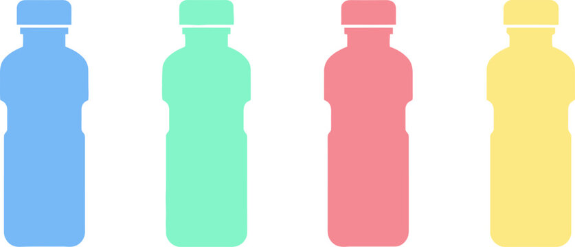 Colorful bottles lined up product display modern design objects beverage container collection vector