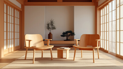 Serene Minimalist Japanese-Style Room