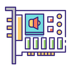This Sound card icon is suitable for Computer Component.