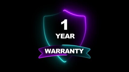 1 year warranty concept on the transparent background. Badges Design Animation Motion graphics of warranty idea. 1 year Warranty  Stamp Imprint Seal Template. Round Rubber Stamp with Text Animation.