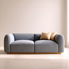 Fototapeta premium Modern Blue Sofa with Wooden Base