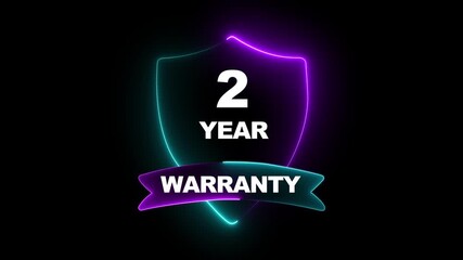 2 year warranty concept on the transparent background. Badges Design Animation Motion graphics of warranty idea. 2 year Warranty  Stamp Imprint Seal Template. Round Rubber Stamp with Text Animation.