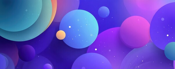 Abstract purple and blue bubble background with starry elements