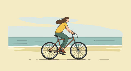 Fototapeta premium Cyclist near ocean