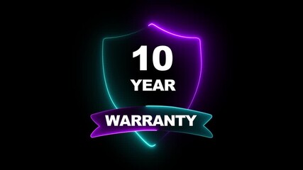 10 ,years warranty label badge design animation. Support service icon. Motion graphics marketing materials guarantees, customer trust quality assurance in promotional.4k video motion graphic 
