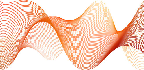 Red line energy waves, abstract fractal on white background. Vector curves flow pattern design. Wavy colored smoke light element as dynamic technology element layout.