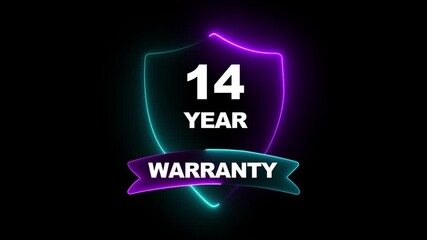 14 years warranty label badge design animation. Support service icon. Motion graphics marketing materials guarantees customer trust quality assurance in promotional.4k video 